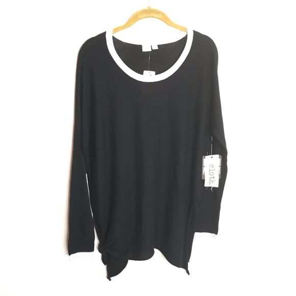 Cloth by design Black Sweater Pink Trim NWTS - Picture 1 of 8
